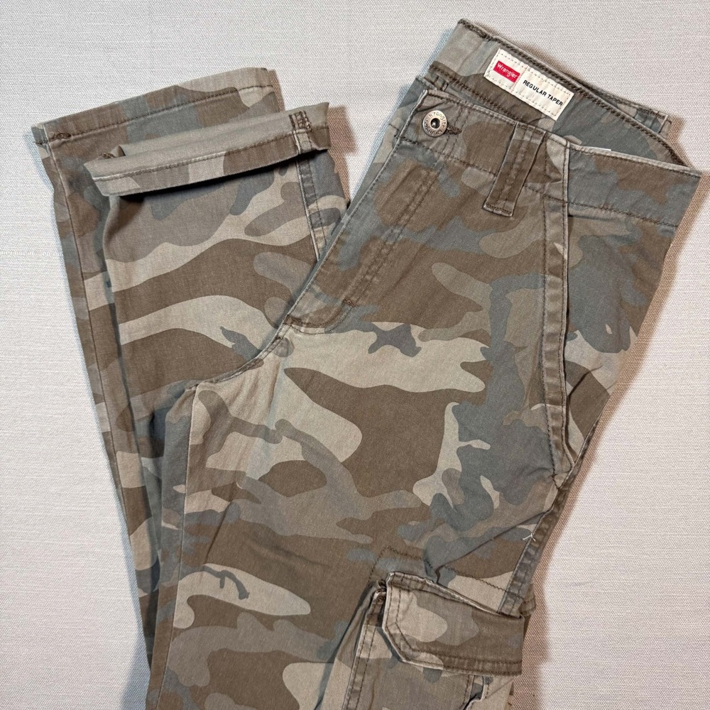 Wrangler Regular Taper Camo Cargo Pants 29x30 Green Brown Streetwear 112326274